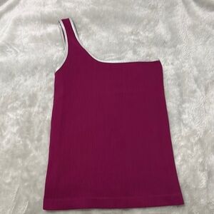 One-Shoulder Magenta Tank Top